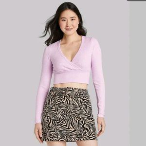 Wild Fable Lavender Long Sleeve Ribbed Crop Top